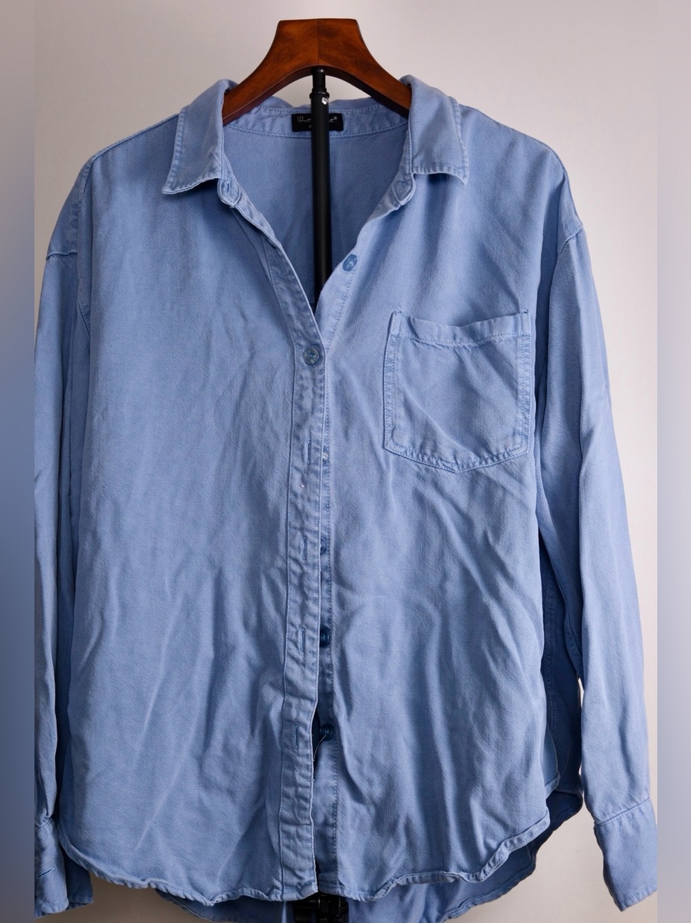 Velvet Heart Los Angeles Lyocell Button Down Shirt XL Oversized Blue Soft Tencel
